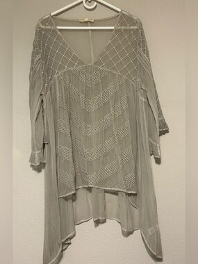 Scrapbook Light Gray Beaded V-Neck Tunic and Beach Cover Up